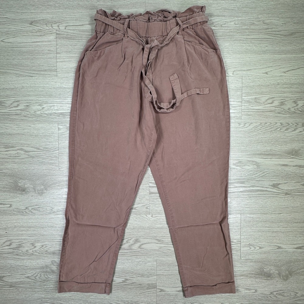Thread + Supply Womens Pants Paperbag Waist Mocha Medium Tie Belt Lyocell Resort